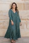 Mevlana Dress with Sleeves - Forest Gingham