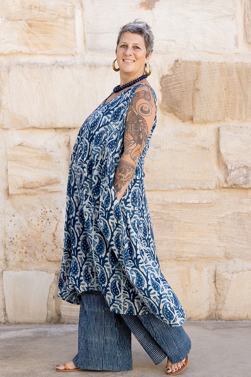 Maya Dress - Indigo Paisley