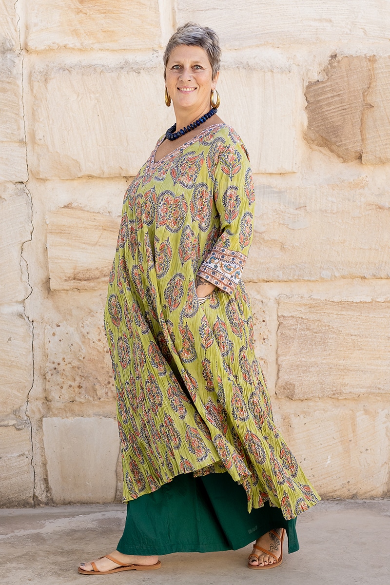 Mevlana Dress with Sleeves - Keylime