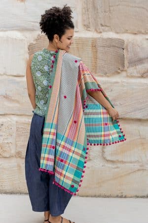 Hand Loomed Cotton Scarf - Waterlily