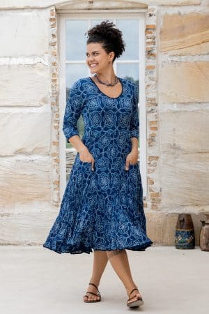 Flamenco Dress with Sleeves - Indigo Yantra