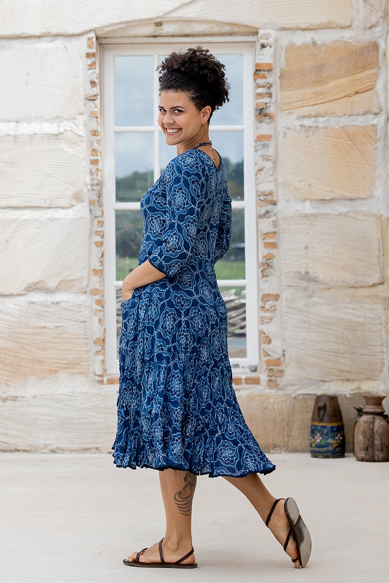 Flamenco Dress with Sleeves - Indigo Yantra