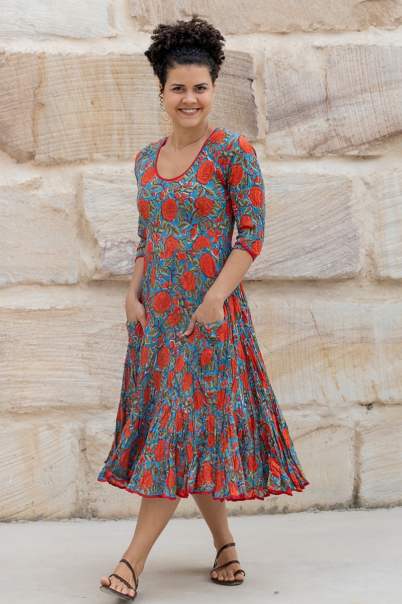 Flamenco Dress with Sleeves - Vintage Coral Rose