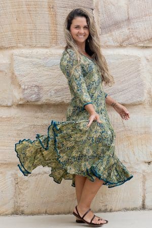 Flamenco Dress with Sleeves - Olive