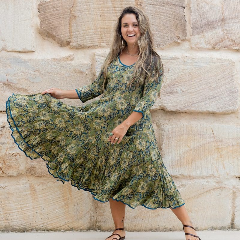 Flamenco Dress with Sleeves - Olive