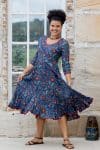 Flamenco Dress with Sleeves - Persian Blue