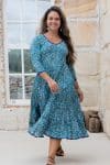 Flamenco Dress with Sleeves - Aqua Lily