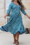 Flamenco Dress with Sleeves - Aqua Lily