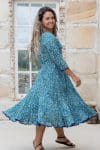 Flamenco Dress with Sleeves - Aqua Lily