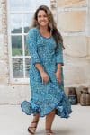 Flamenco Dress with Sleeves - Aqua Lily