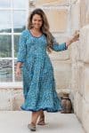 Flamenco Dress with Sleeves - Aqua Lily