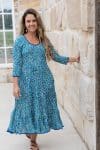 Flamenco Dress with Sleeves - Aqua Lily