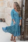 Flamenco Dress with Sleeves - Aqua Lily