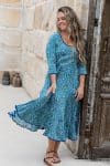 Flamenco Dress with Sleeves - Aqua Lily