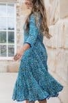 Flamenco Dress with Sleeves - Aqua Lily