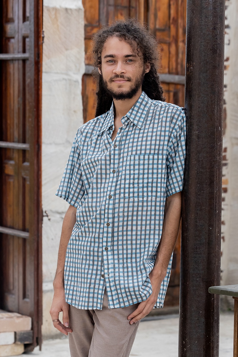 Men's Shirt Short Sleeve - French Gingham