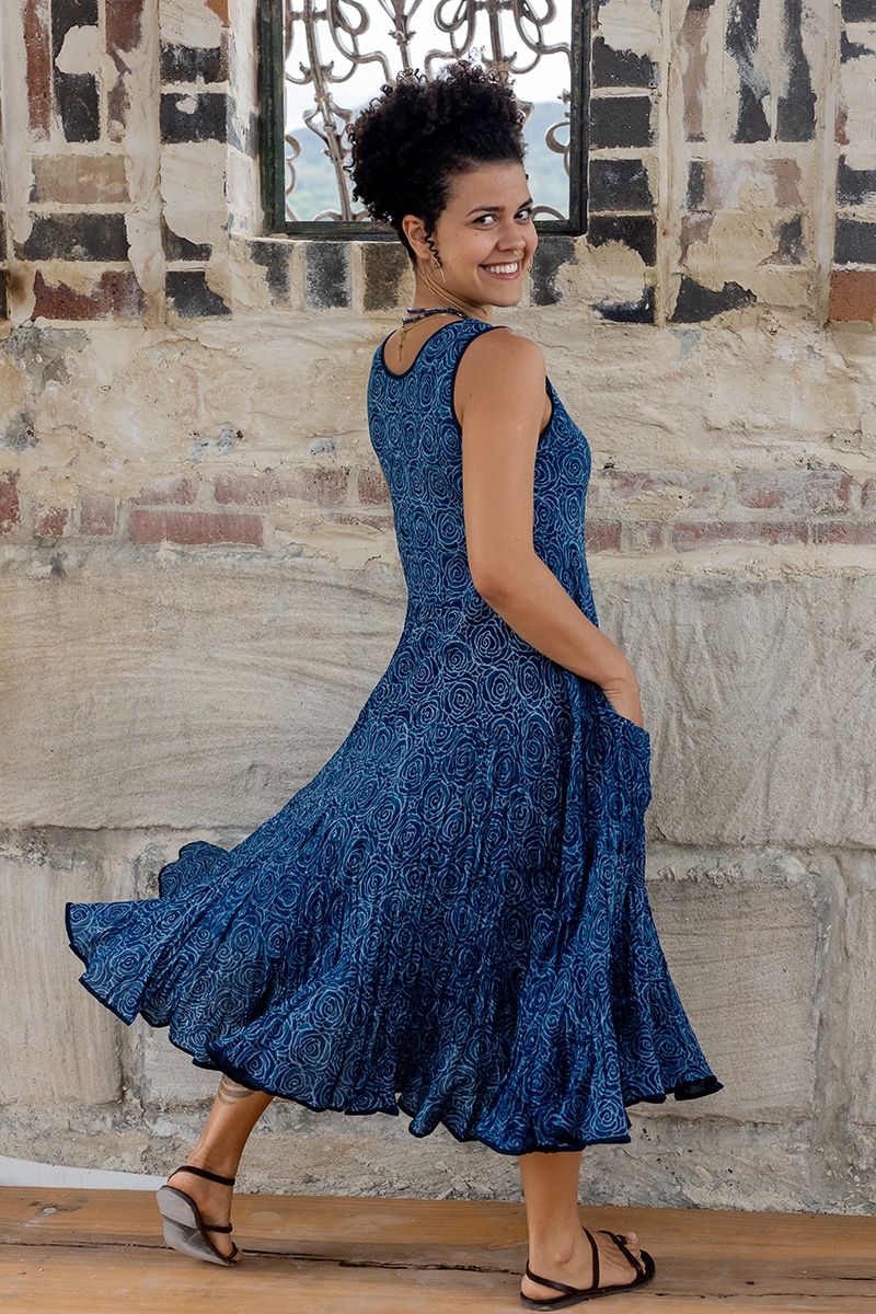 Flamenco Dress - Indigo Flower