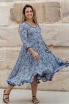 Flamenco Dress with Sleeves - Blue Bayou