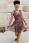 Flamenco Dress Knee Length - Vintage Coral Rose