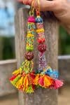 Colourful Keyrings, with tassles and beads, multi coloured.