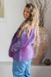 Womens Vintage Intrepid Kantha Jacket handmade from 100% cotton recycled fabrics in purple Amir