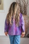 Womens Vintage Intrepid Kantha Jacket handmade from 100% cotton recycled fabrics in purple Amir