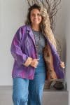 Womens Vintage Intrepid Kantha Jacket handmade from 100% cotton recycled fabrics in purple Amir