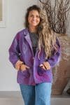 Womens Vintage Intrepid Kantha Jacket handmade from 100% cotton recycled fabrics in purple Amir
