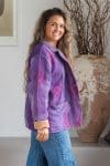 Womens Vintage Intrepid Kantha Jacket handmade from 100% cotton recycled fabrics in purple Amir