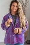 Womens Vintage Intrepid Kantha Jacket handmade from 100% cotton recycled fabrics in purple Amir