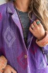 Womens Vintage Intrepid Kantha Jacket handmade from 100% cotton recycled fabrics in purple Amir