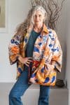 Womens Kumud Kantha Jacket, with traditional Suzani embroidery, handmade from recycled Vintage Kantha’s. Martisse