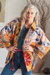 Womens Kumud Kantha Jacket, with traditional Suzani embroidery, handmade from recycled Vintage Kantha’s. Martisse