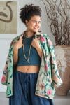 Womens Kumud Kantha Jacket, with traditional Suzani embroidery, handmade from recycled Vintage Kantha’s. Margot.