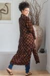 Womens, Odessa Silk Velvet Coat, hand block print, full body length with pockets, Tazia