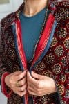 Womens, Odessa Silk Velvet Coat, hand block print, full body length with pockets, Tazia