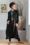 Womens, Odessa Silk Velvet Coat, hand block print, full body length with pockets. Jewel