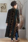 Womens, Odessa Silk Velvet Coat, hand block print, full body length with pockets. Jewel