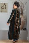Womens, Odessa Silk Velvet Coat, hand block print, full body length with pockets. Jewel
