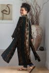 Womens, Odessa Silk Velvet Coat, hand block print, full body length with pockets. Jewel