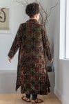 Womens, Odessa Silk Velvet Coat, hand block print, full body length with pockets, in Kashi