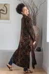 Womens, Odessa Silk Velvet Coat, hand block print, full body length with pockets, in Kashi