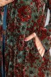 Womens, Odessa Silk Velvet Coat, hand block print, full body length with pockets, in Kashi
