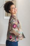 Womens Nomad Kantha Jacket, Wild Threads, with traditional Suzani embroidery, handmade from recycled Vintage Kantha’s. Maroon and Green floral - Fira