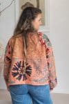 Womens Nomad Kantha Jacket, Wild Threads, with traditional Suzani embroidery, handmade from recycled Vintage Kantha’s. Apricot Lux
