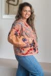 Womens Nomad Kantha Jacket, Wild Threads, with traditional Suzani embroidery, handmade from recycled Vintage Kantha’s. Apricot Lux