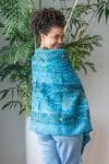 Womens Poet Scarf, boiled wool features hand embroidery. Blue Sky