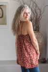 Womens, long Singlet Top, 100% cotton, hand block print, Rustic Red
