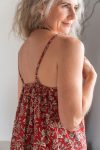 Womens, long Singlet Top, 100% cotton, hand block print, Rustic Red