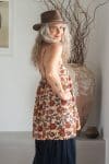 Womens, long Singlet Top, 100% cotton, hand block print, Autumn.